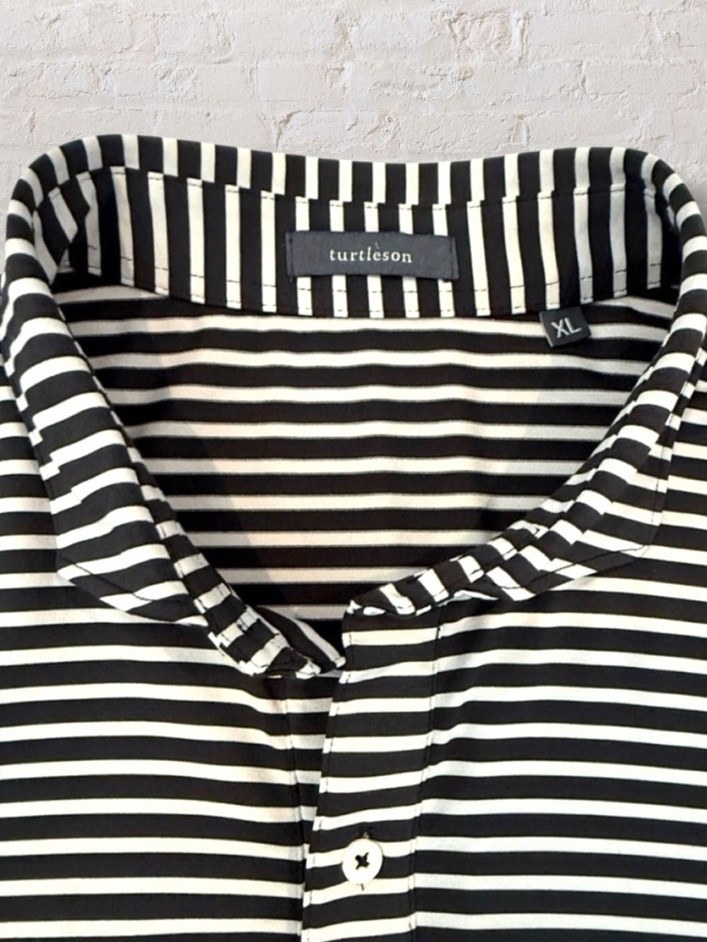 Turtleson Polo Shirt Men's XL Black & White Collared Striped Short Sleeve Golf